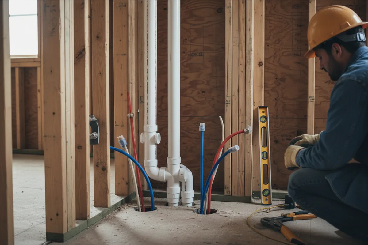 Drain and supply rough-in during Garbage Disposal Repair in East Millsboro