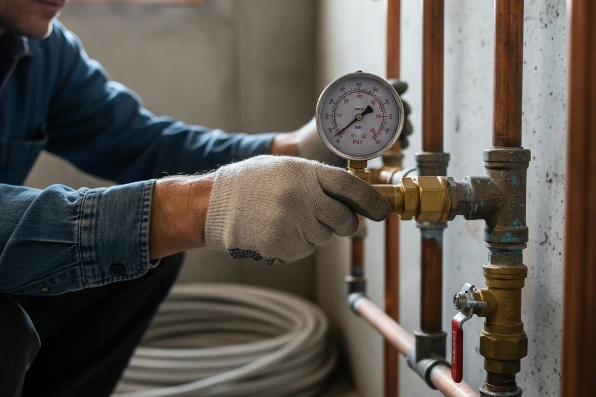 Pressure testing a repaired line during Water Line Repair in East Millsboro